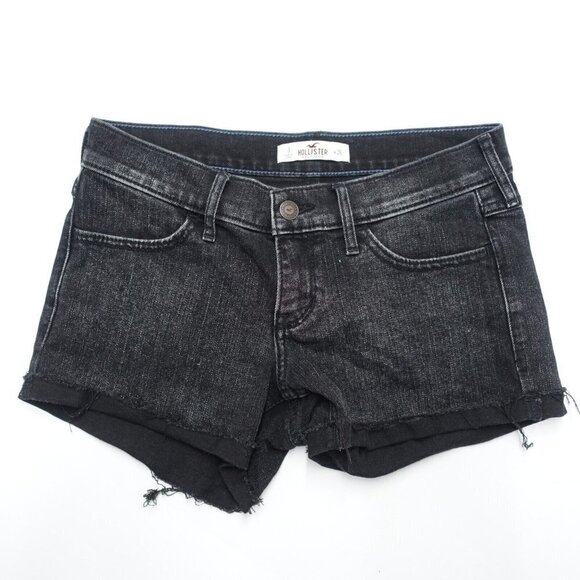Hollister Pants - Hollister Cuffed Jeans Short Women Size 3 Black Denim Pockets Regular Fit Cotton